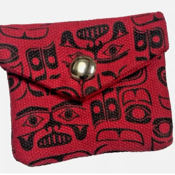Pocket Spirit Coin Poch Red - Chilkat Whale design by Namgis artist Ryan Cranmer - Picture 2 of 8